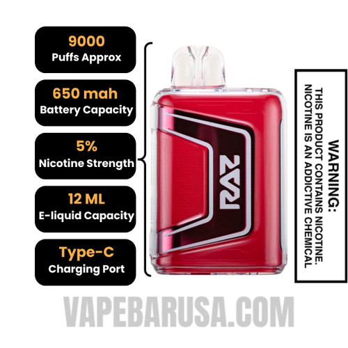 Watermelon Ice RAZ TN9000 Disposable Vape Specifications