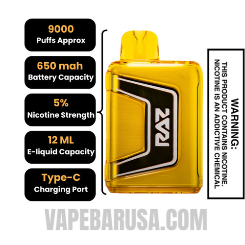 Banana Coconut RAZ TN9000 Disposable Vape Specifications