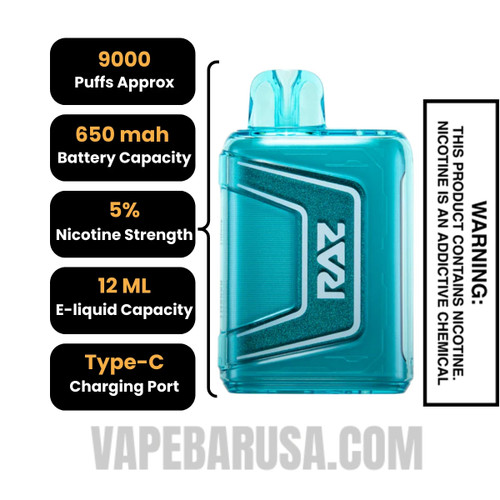 Tiffany RAZ TN9000 Disposable Vape Specifications