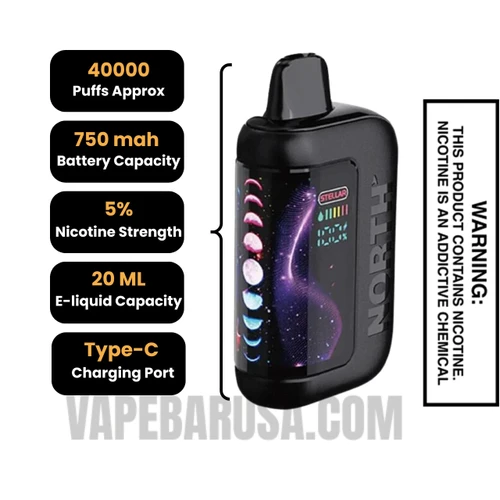 Sour Apple Ice North Stellar Dark Moon 40K Disposable Vape specifications