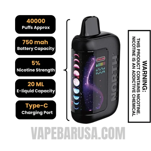 Grape Lemon North Stellar Dark Moon 40K Disposable Vape specifications