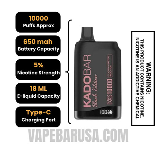 Frozen Peaches Kado Bar Black Edition Disposable Vape Specifications