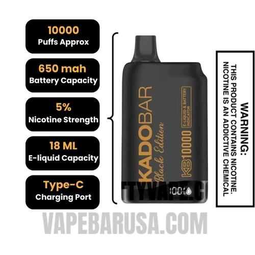 Frozen Bananas Kado Bar Black Edition Disposable Vape Specifications 