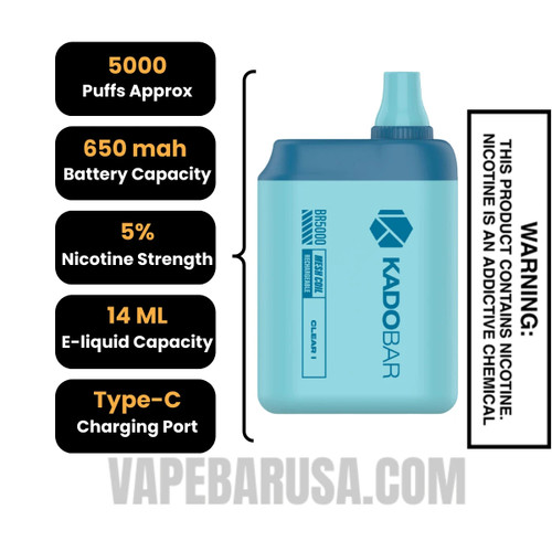 Clear I Kado Bar BR5000 Disposable Vape Specifications