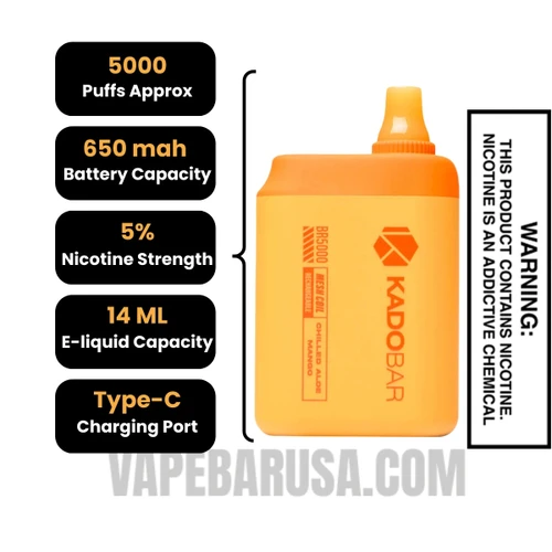 Chilled Aloe Mango Kado Bar BR5000 Disposable Vape Specifications
