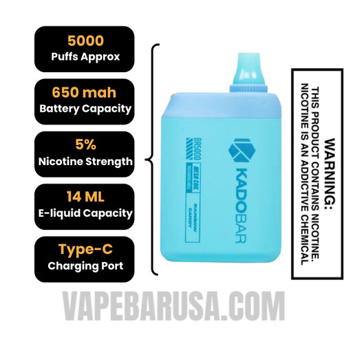 Rainbow Candy Kado Bar BR5000 Disposable Vape Specifications