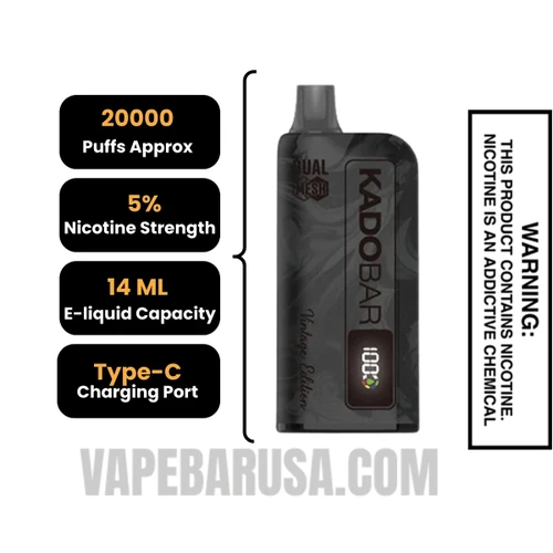 Graham Cracker Kado Bar Vintage Edition 20000 Puffs Disposable Vape Specifications