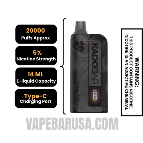 Rainbow Jelly Kado Bar Vintage Edition 20000 Puffs Disposable Vape Specifications