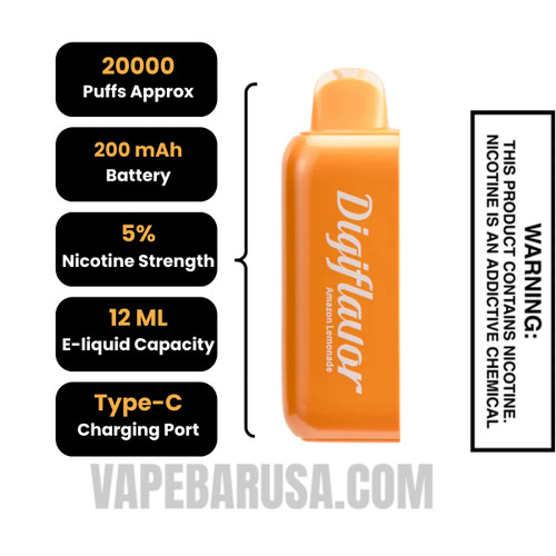 Amazon Lemonade Digiflavor BRK 20K Disposable POD Specifications