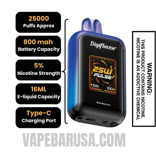 Blue Razz Ice Digiflavor Sky 25K Vape Specifications
