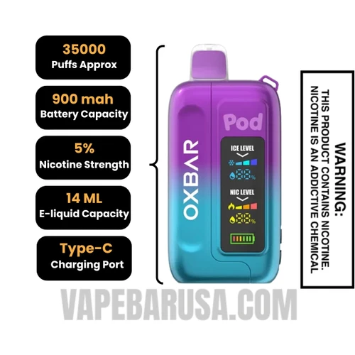 Watermelon Apple Gush OXBAR Ice-Nic Control Disposable Vape Specifications