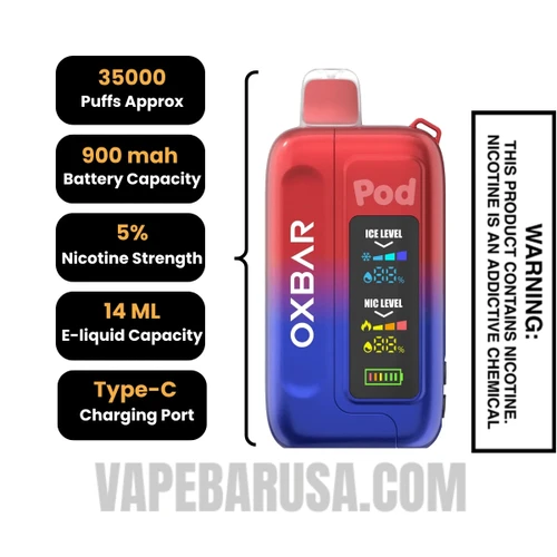 Rocket Pop OXBAR Ice-Nic Control Disposable Vape Specifcations