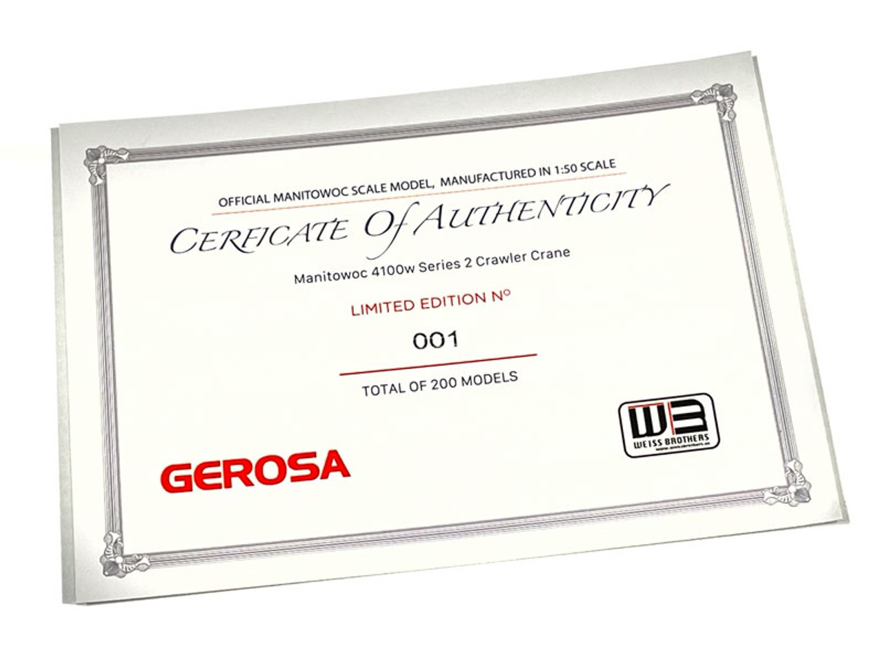 Gerosa Limited Quantity Certificate