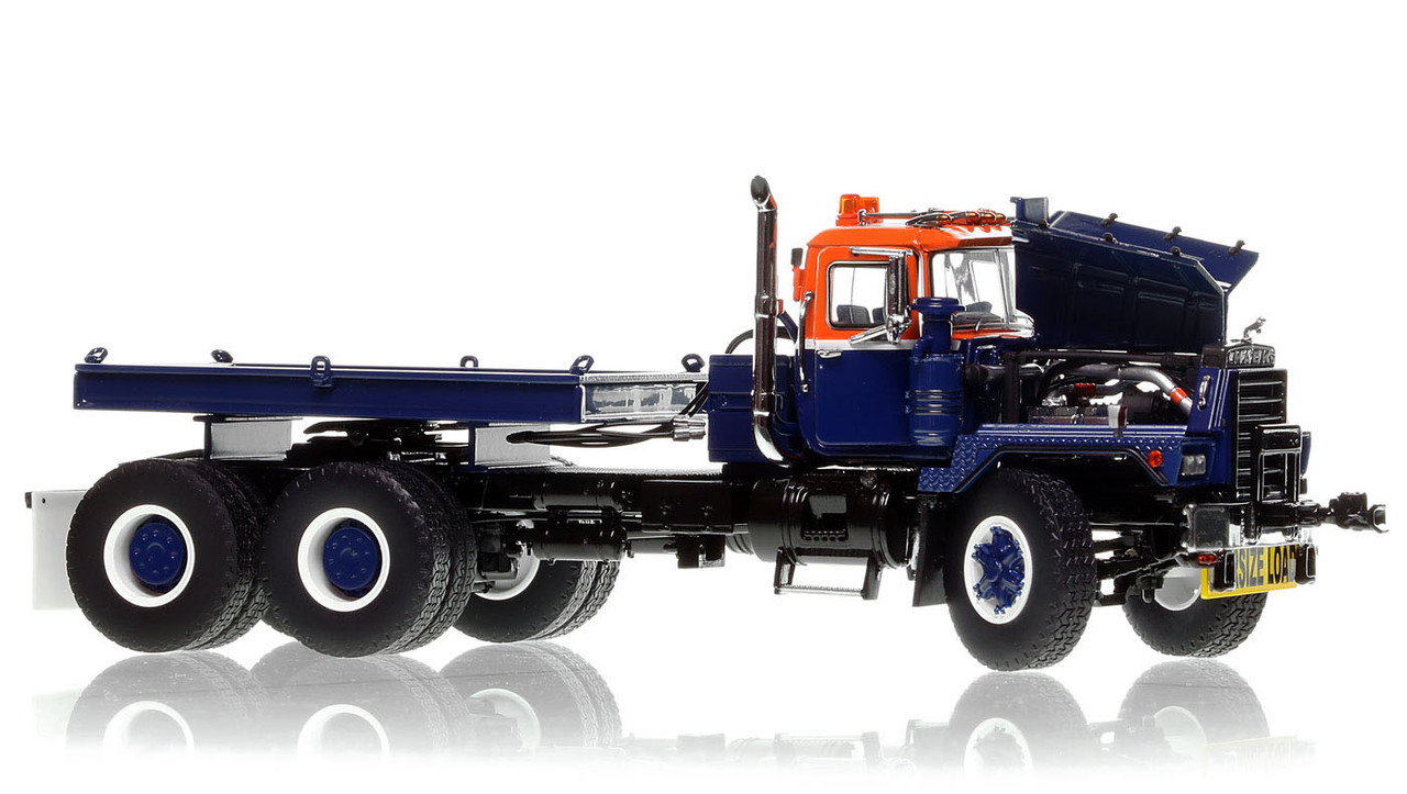 Mack RD800 Tandem Axle Tractor with Ballast Tray - Orange/Blue over Black (HHR129B-2)