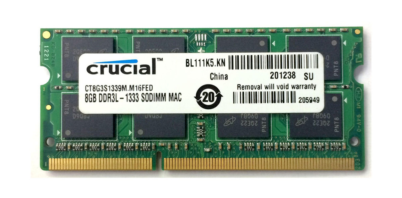 Crucial 8GB 1333MHz DDR3 PC3-10600 non-ECC Unbuffered 204-Pin 1.35