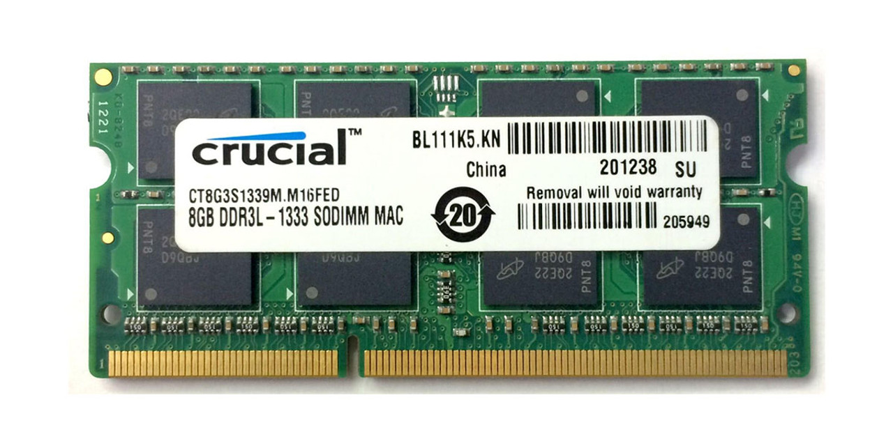 Crucial 8GB 1333MHz DDR3 non-ECC Unbuffered 204-Pin 1.35V SoDimm OEM Memory Star Micro Inc