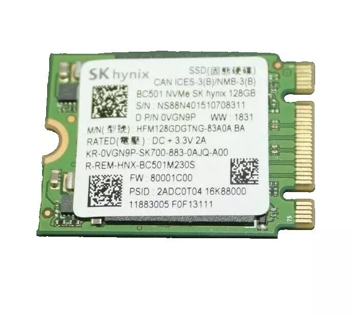 Nvme Ssd Skhynix Bc501 Nvme 128gb Dell SK Hynix 128 GB Solid State
