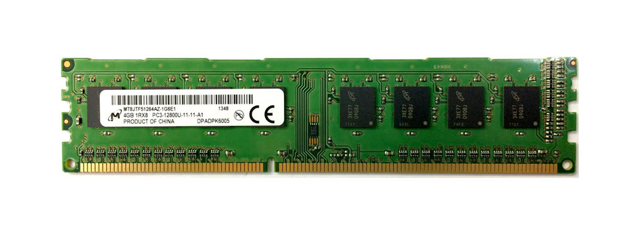 Micron 4GB DDR3 1600MHz PC3-12800 CL11 240-Pin DIMM Single Rank Desktop  Memory Module MT8JTF51264AZ-1G6E1