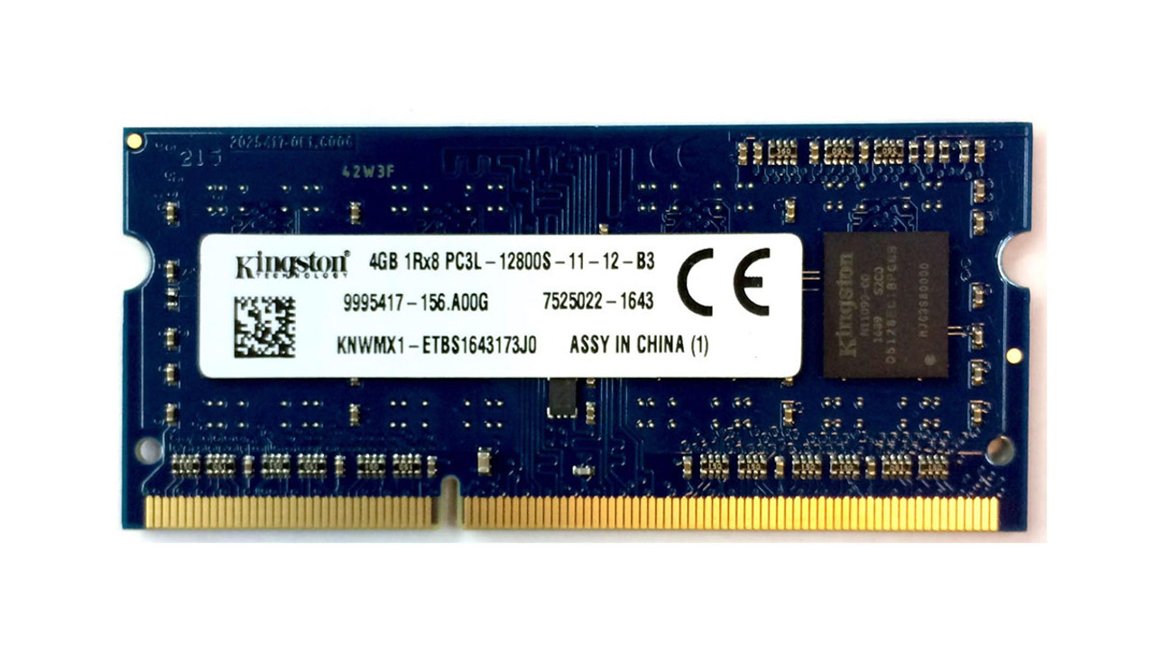 Kingston 4GB 1600MHz DDR3 PC3-12800 204-Pin SoDIMM 1.35V Single Rank  Notebook Memory KNWMX1-ETB