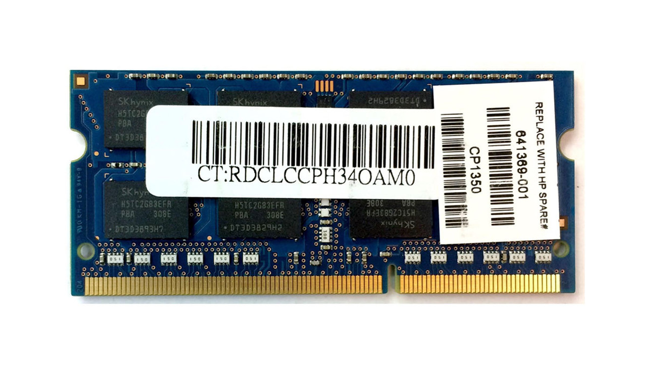 HP 4GB 1600MHz DDR3 PC3-12800 204-Pin non-ECC Unbuffered Dual Rank SoDIMM  OEM Memory 641369-001