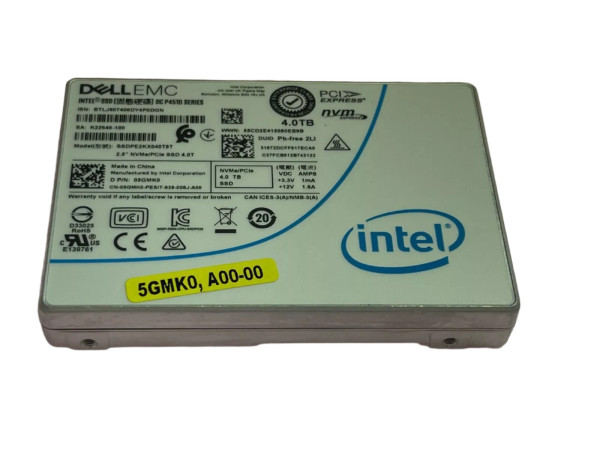 Dell Intel 5GMK0 DC P4510 4TB PCIe NVMe Read Intensive 2.5'' SSD SSDPE2KX040T8T