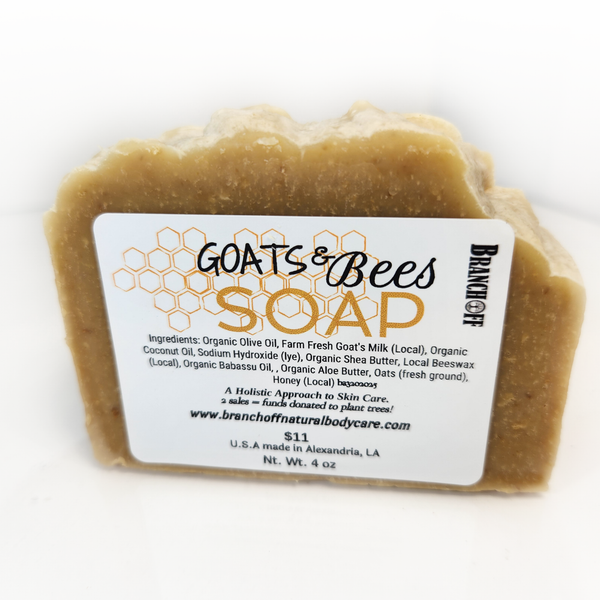 Local Goats Milk, local beeswax, & local honey! Fresh ground oats