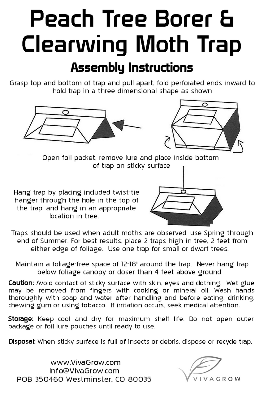 VivaTrap! VT-105 Peach Tree Borer & Clearwing Moth Trap + Lure 2 pack instructions 195893268603