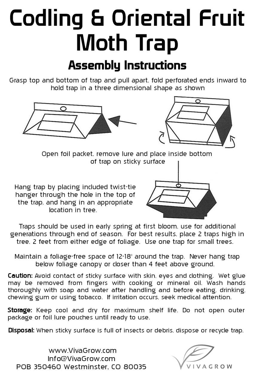 VivaTrap! VT-106 Codling Moth & Oriental Fruit Moth Trap + Lure 2 pack instructions 195893675272