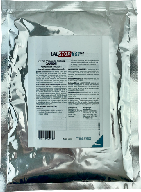 LALSTOP K61 by Lallemand 100 Gram Packet back