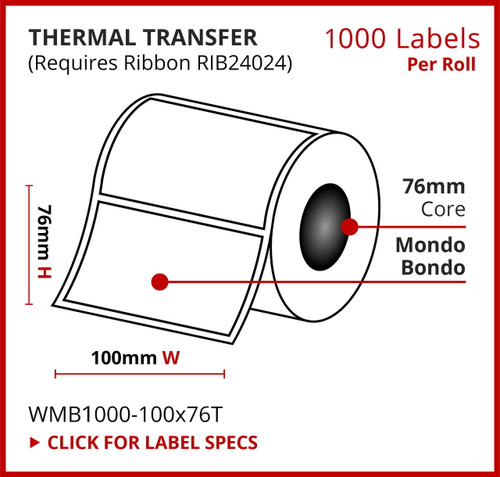 Mondo Bondo™ - Thermal Transfer - 100mm x 76mm