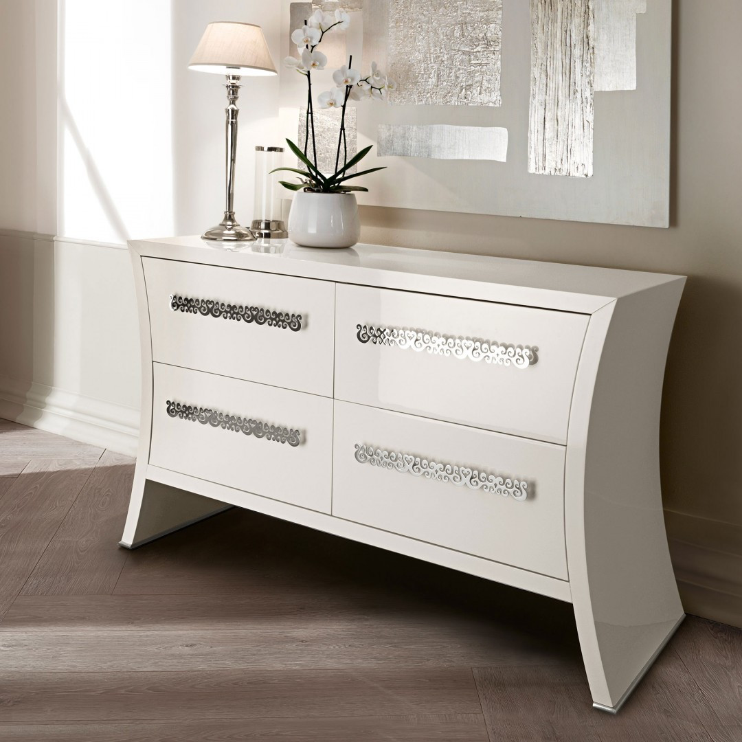 Bedroom Set, Modern bedroom Furniture Silver and white