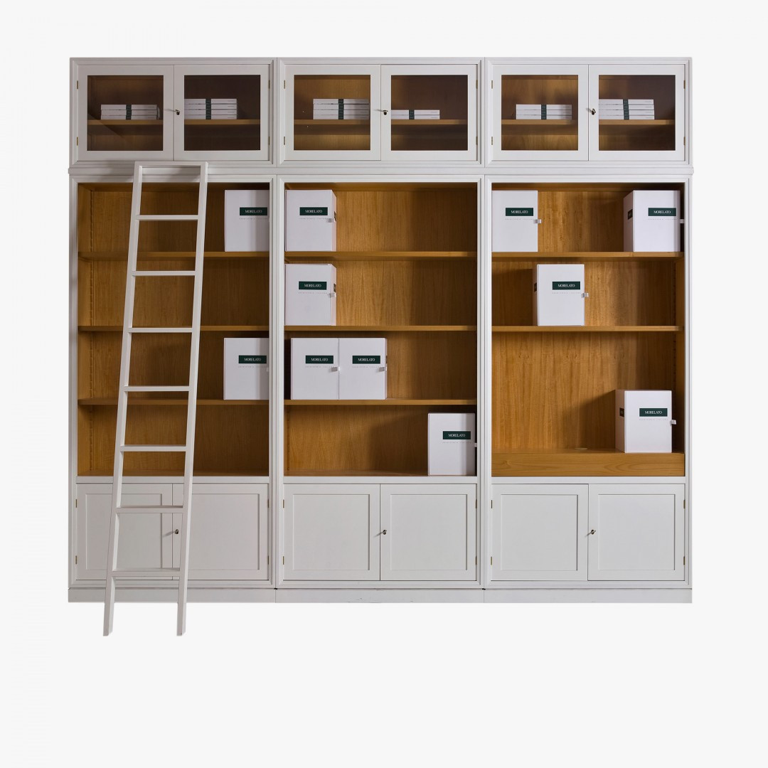 Luxury Bookcase, high end white and oak bookcase