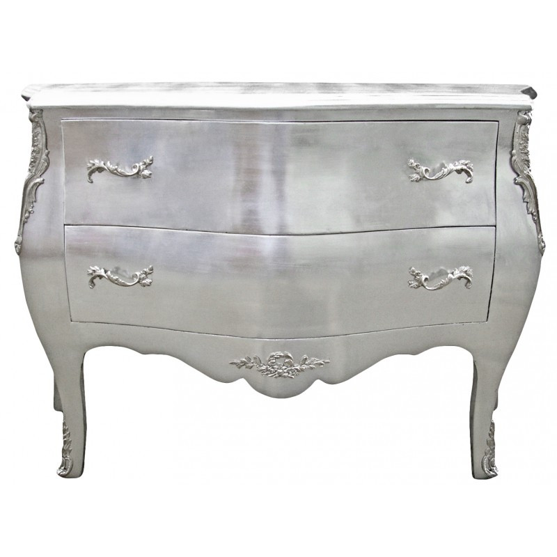 Bombe Chest of Drawers 9 drawer Luxury Silver Leaf Chest of Drawers