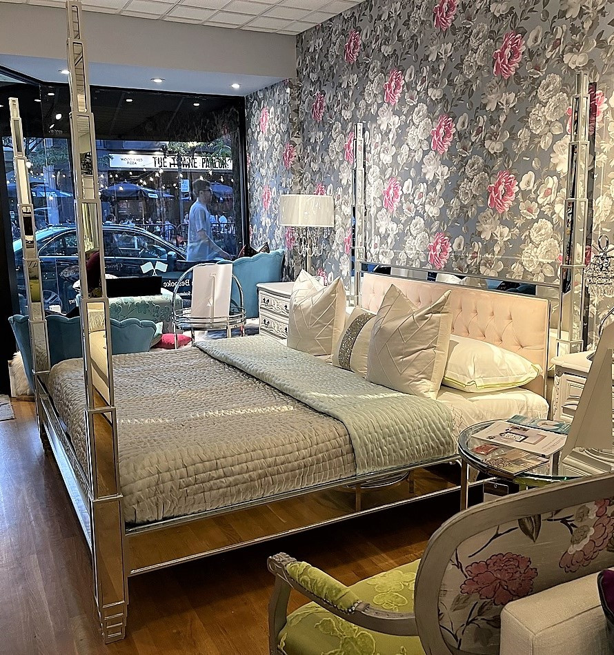 Mirrored Four Poster Bed, Luxury Mirrored Furniture