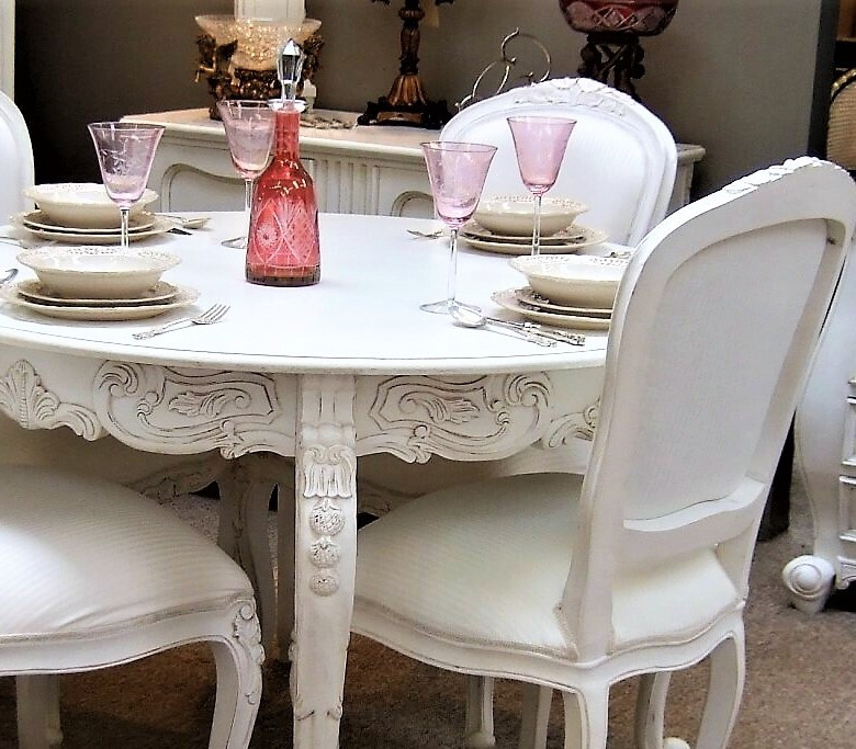 French Dining table set, French Provencial dining set white
