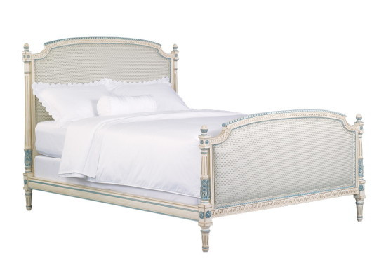 Louis XVI Rattan Bed, Gold Leaf French Country Furniture USA