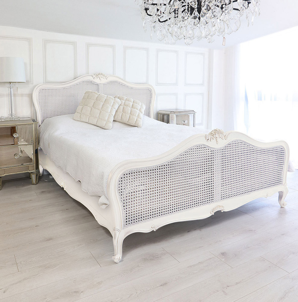 White Rattan Headboard