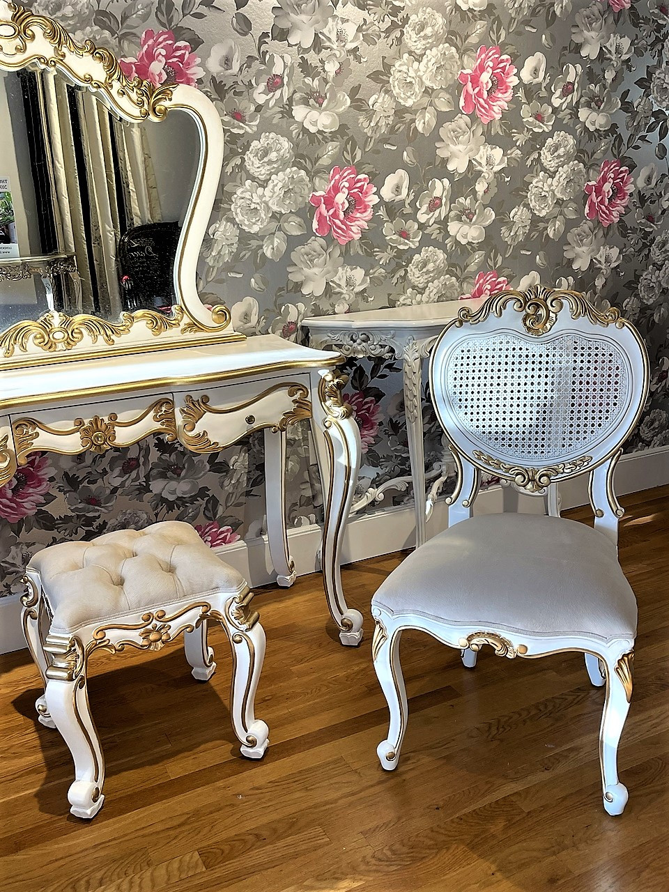 Ivory and Gold Vanity Set