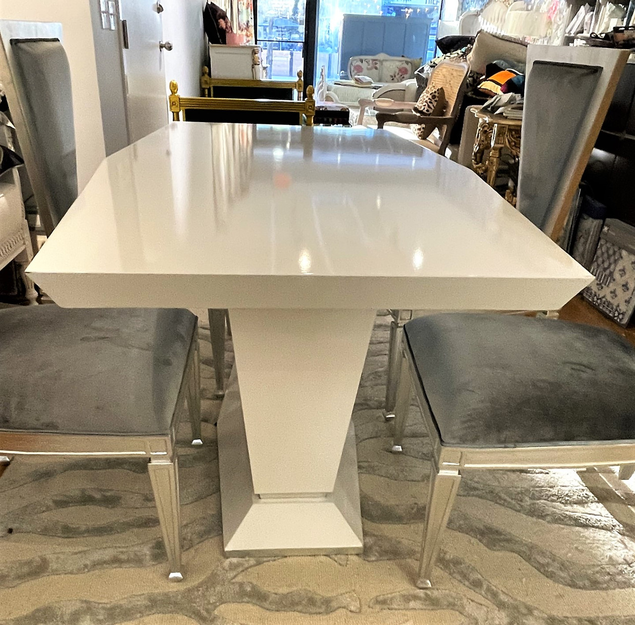 White and Silver Dining Set, Modern and Contemporary