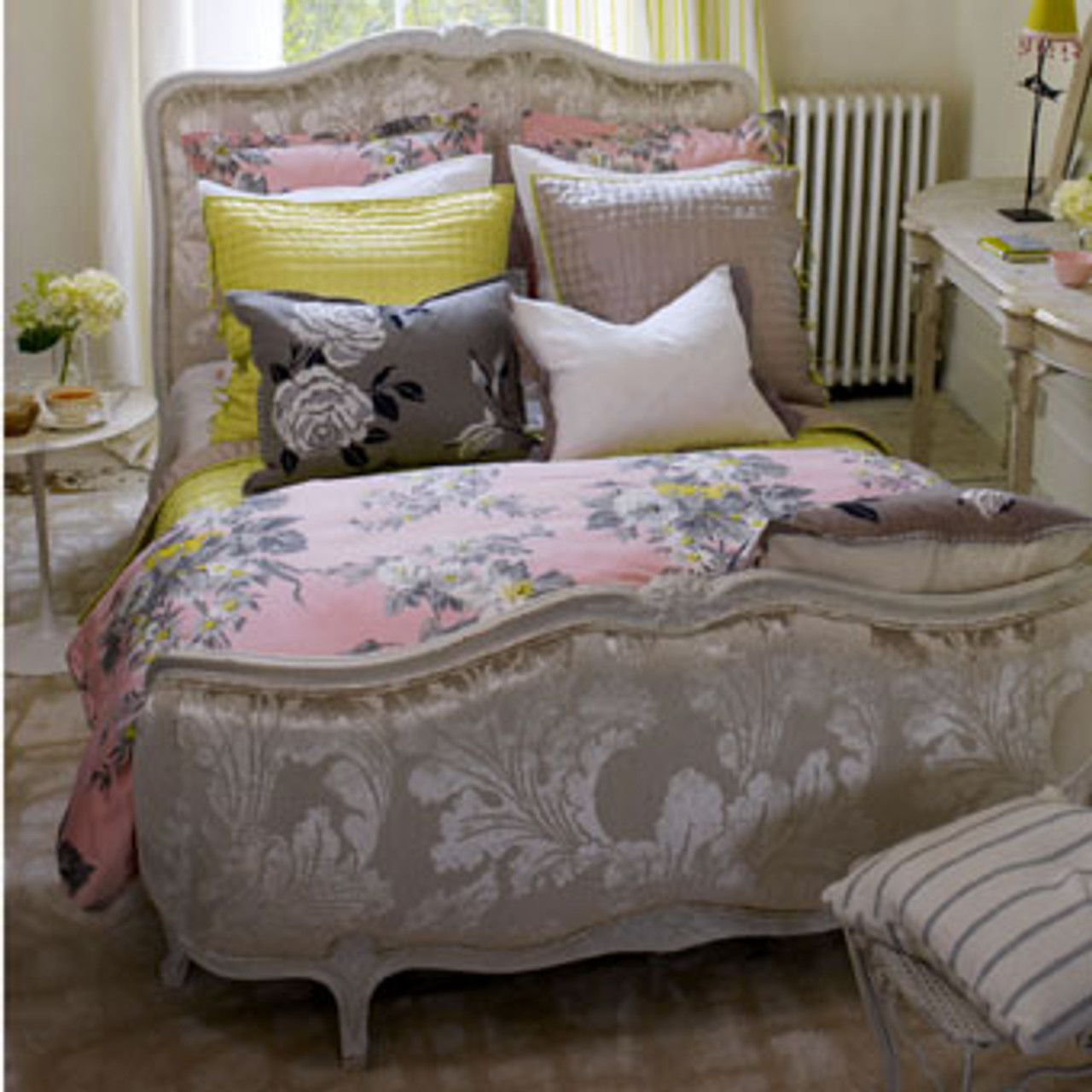 French Rattan Bed Ivory, French Country Bedroom Furniture