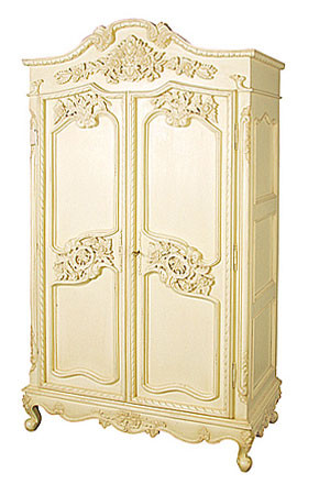 French Carved Armoire, Chateau Cream finish