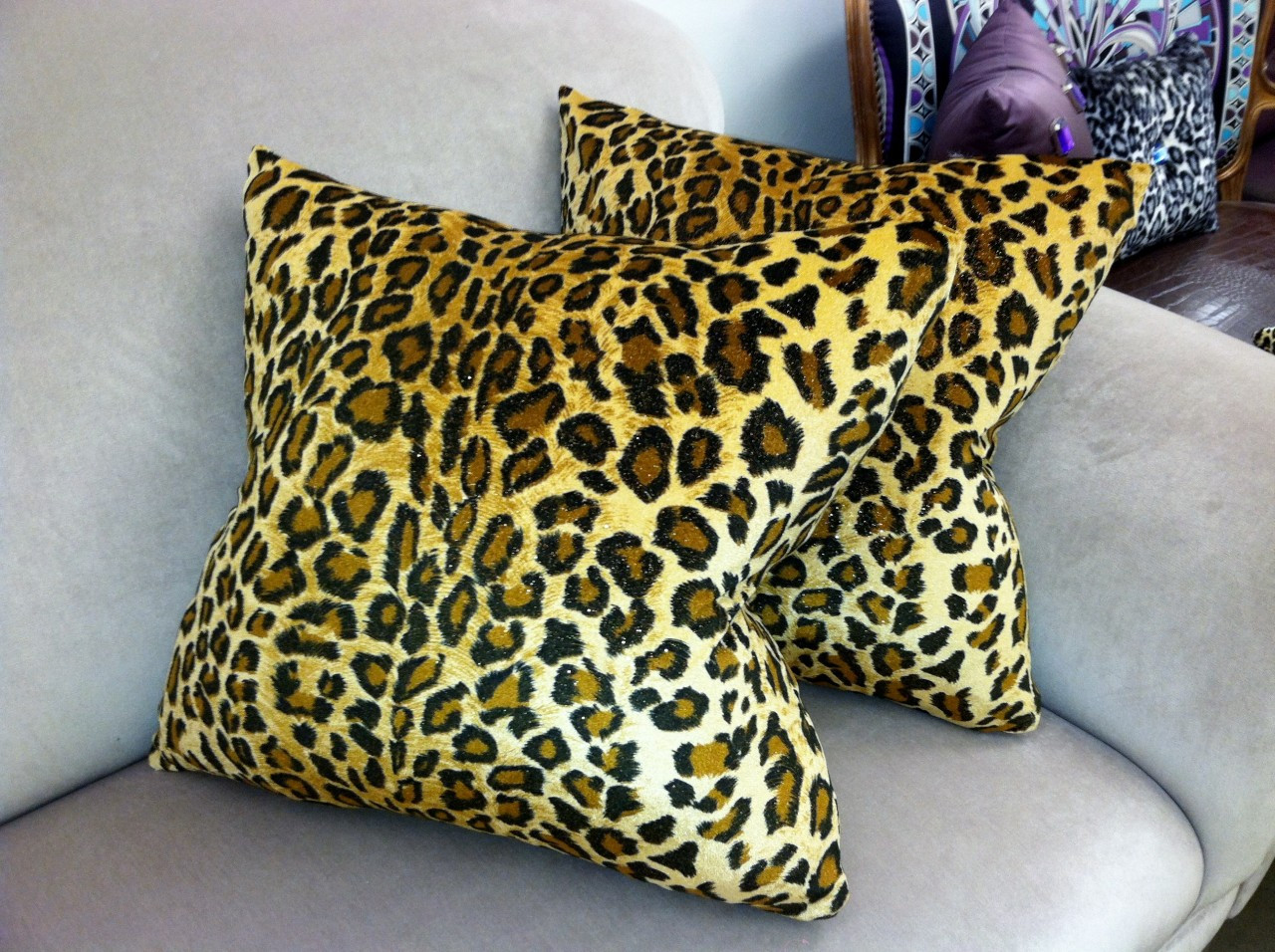 Luxury Throw Pillow, Leopard Print and Red Velvet