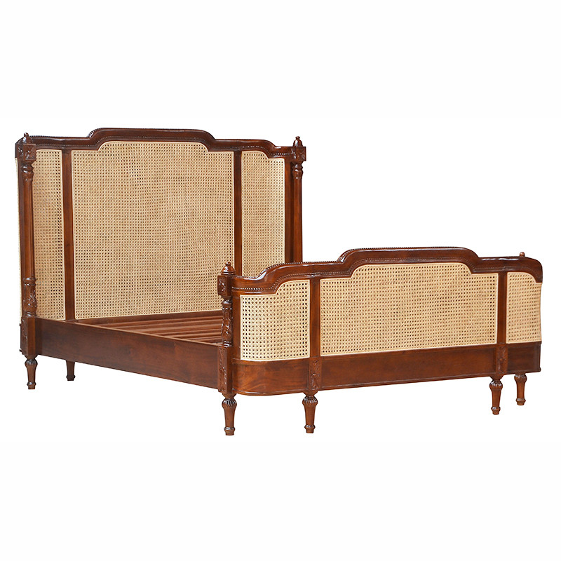 Gold Rattan Bed, Cottage style