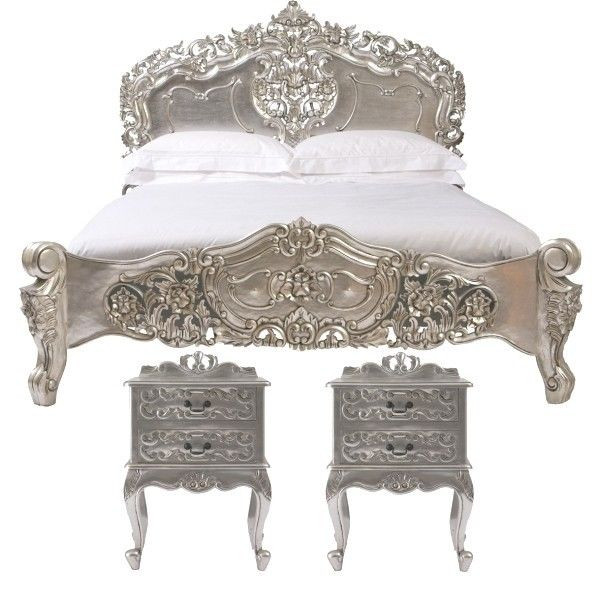 Rococo Bedroom set, Silver Leaf