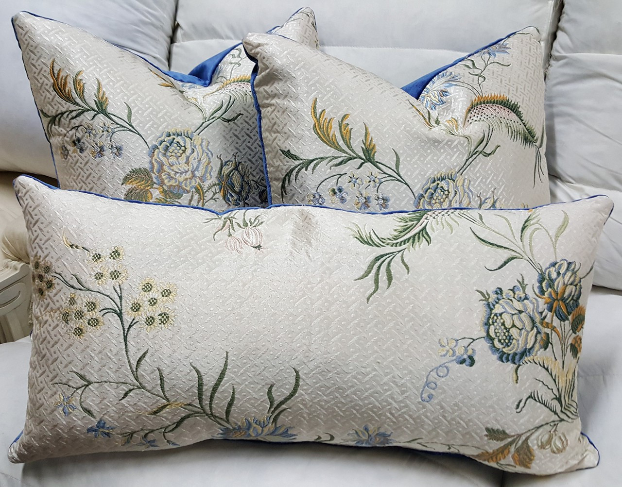 Silk Floral Lumbar Pillow, embroidered
