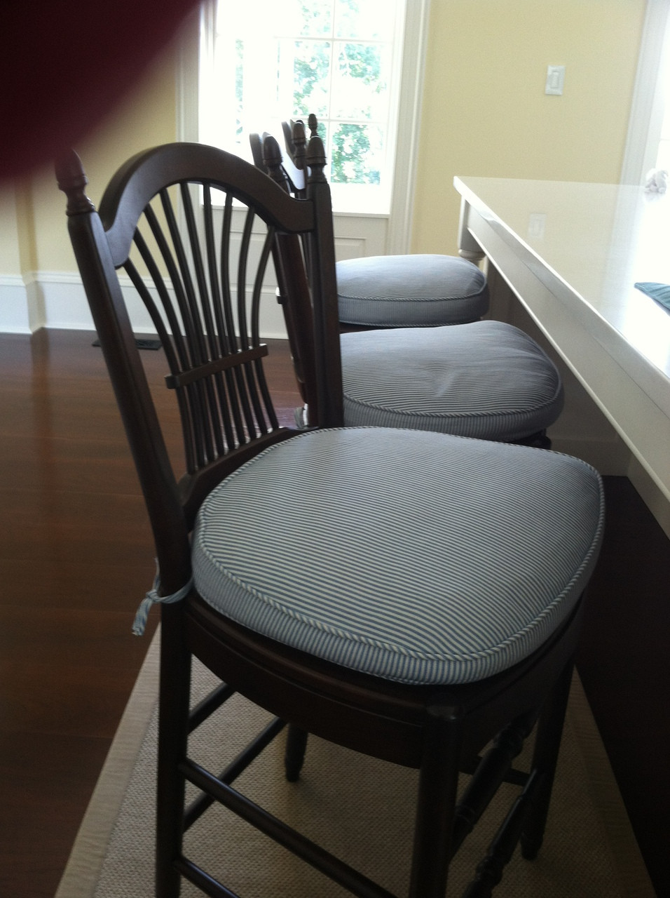 Box Cushion for chair, Blue and White Stripe