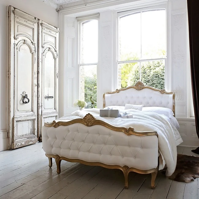 Champagne Gold French Tufted Bed
