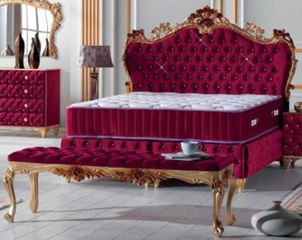 Baroque Tufted Bed with Rhinestones