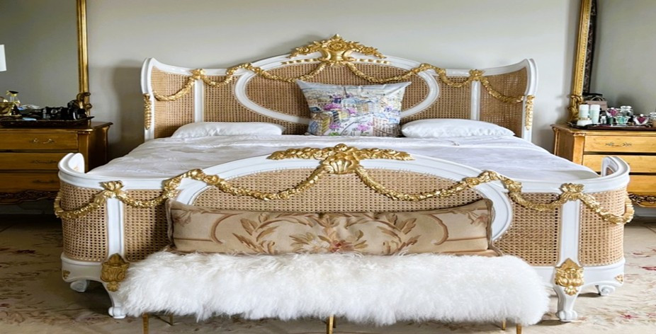 LOUIS XVI ALASKAN KING RATTAN BED FRAME