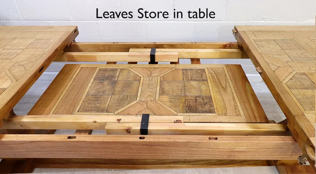 PARQUET INLAY EXTENDED DINING TABLE LARGE SEATS 8-14 - French